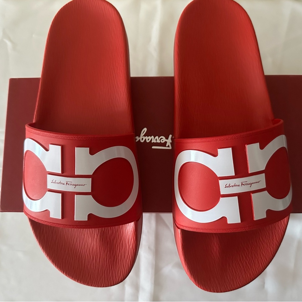 NIB SALVATORE FERRAGAMO Men’s Groove 2 Slide Sandals